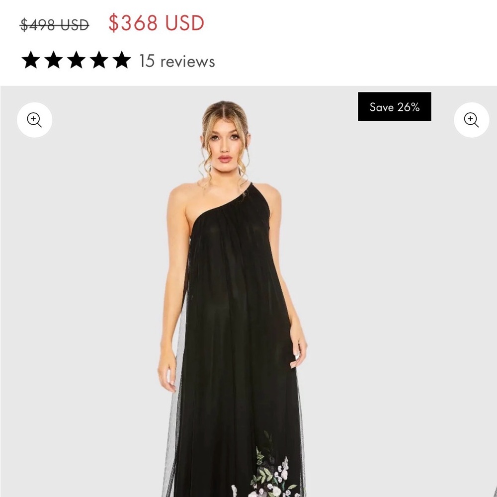 Chic Black One-Shoulder Dress with Floral Accents